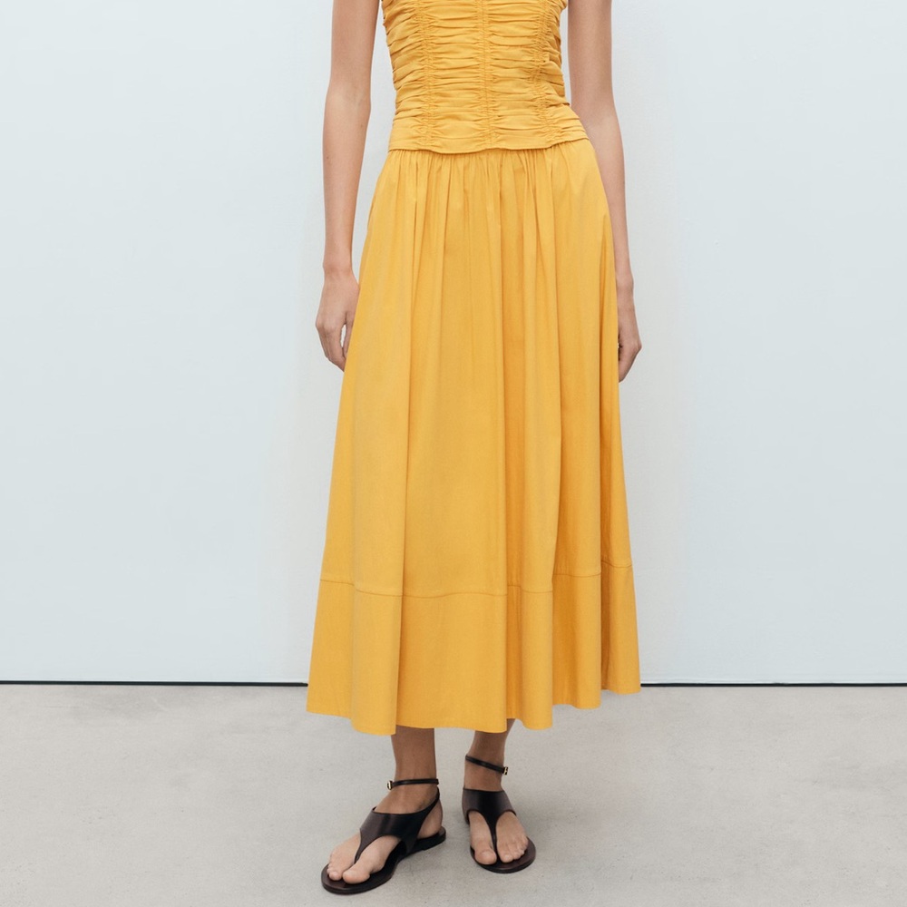 Mango Yellow LONG GATHERED SKIRT